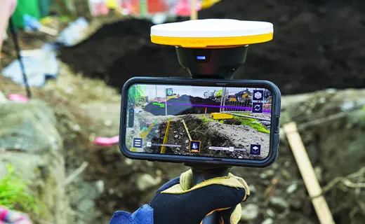 Antena GNSS DA2 visualizando modelo 3D en realizad mixta con Site vision