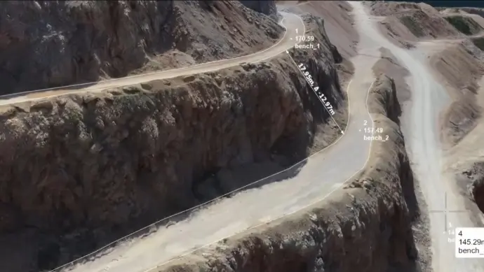 perfiles transversales en nube de puntos en 3Dsuvey