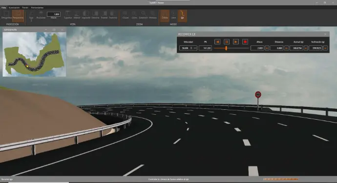 vista de una carretera en 3d generada desde Aplitop MDT